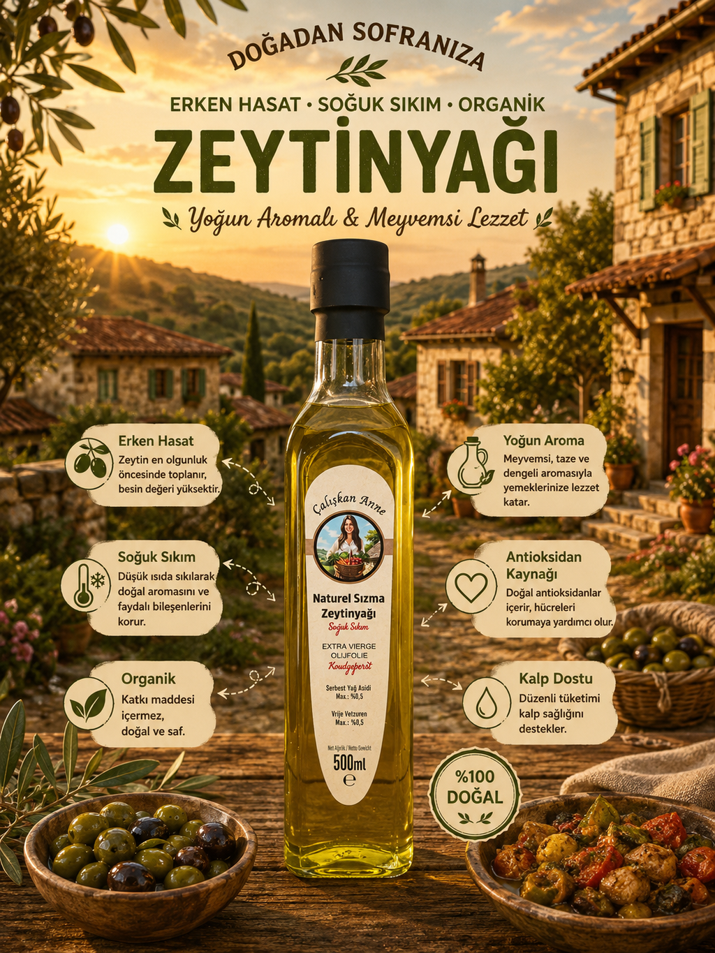 Soğuk Sıkım Zeytinyağı 500ml